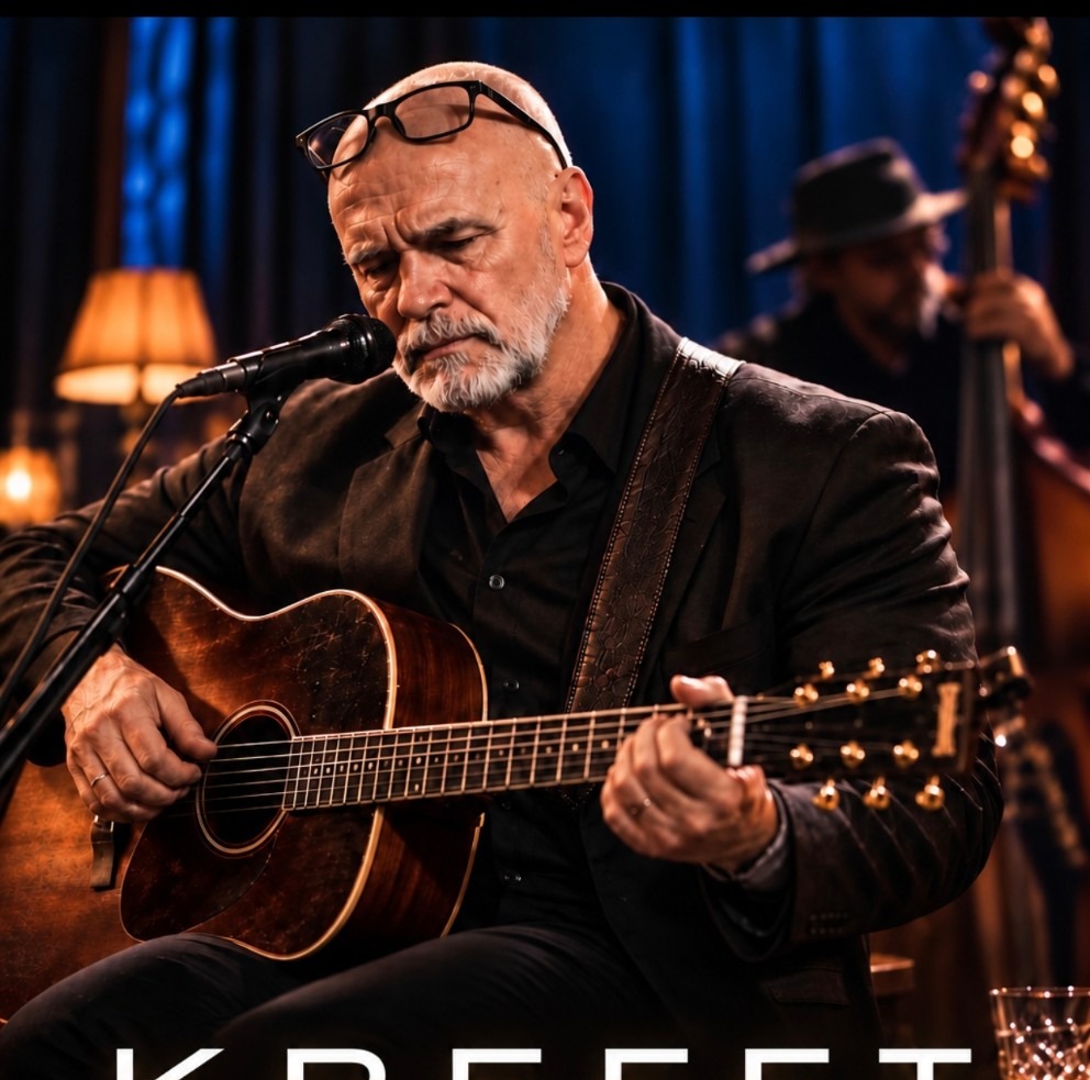 Wojciech Krefft podczas występu z gitarą